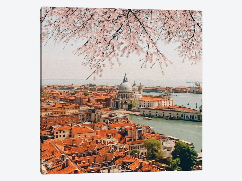 Blooming Sakura Over Venice by Ievgeniia Bidiuk 1-piece Canvas Print