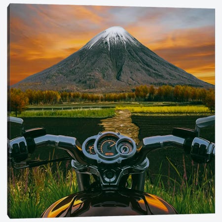 Bike In The Mountain The Sunset Is A Bicycle And A Motorcycle Canvas Print #IVG752} by Ievgeniia Bidiuk Canvas Wall Art