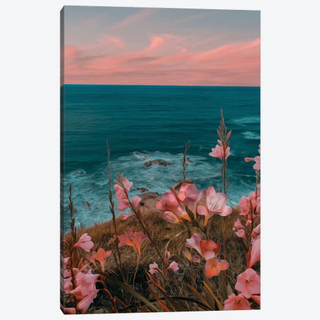 Wild Flowers On A Hill By The Sea Canvas Print #IVG770} by Ievgeniia Bidiuk Canvas Artwork