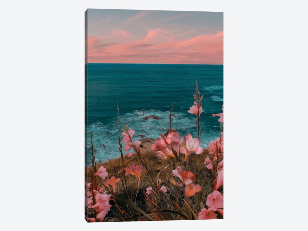Wild Flowers On A Hill By The Sea by Ievgeniia Bidiuk 1-piece Canvas Artwork