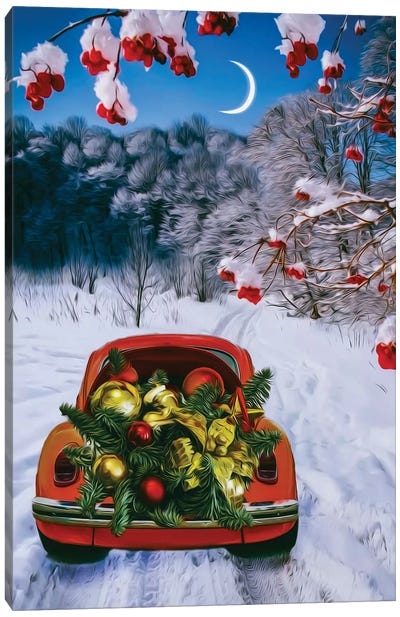 Winter, The Holidays, The Concept Of A New Year Canvas Art Print - Ievgeniia Bidiuk