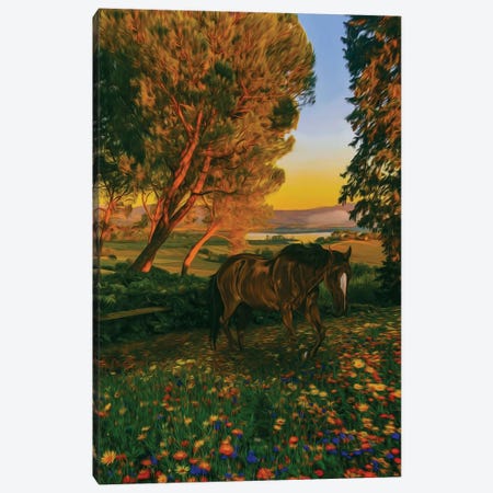 Wild Foal In A Flowering Meadow In The Forest Canvas Print #IVG800} by Ievgeniia Bidiuk Canvas Wall Art