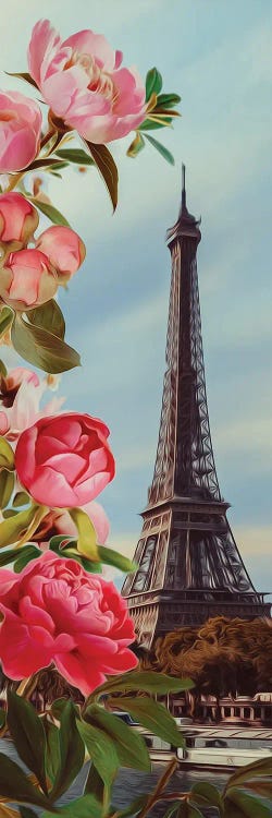 Pink Peonies And Paris by Ievgeniia Bidiuk wall art