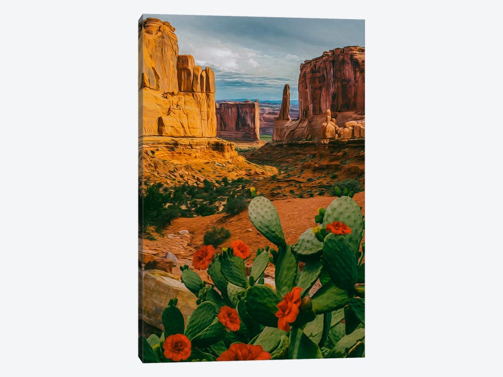 A Flowering Cactus In The Texas Valley. by Ievgeniia Bidiuk 1-piece Canvas Print