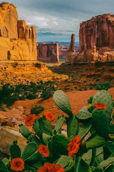 Ievgeniia Bidiuk: A Flowering Cactus In The Texas Valley. by Ievgeniia Bidiuk