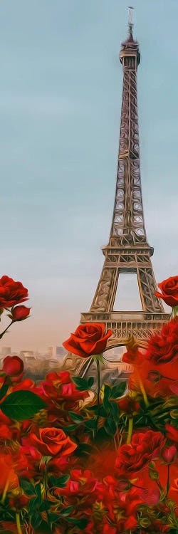 Red Roses And Paris. by Ievgeniia Bidiuk wall art