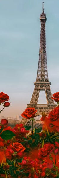 Canvas Print: Red Roses And Paris. by Ievgeniia Bidiuk