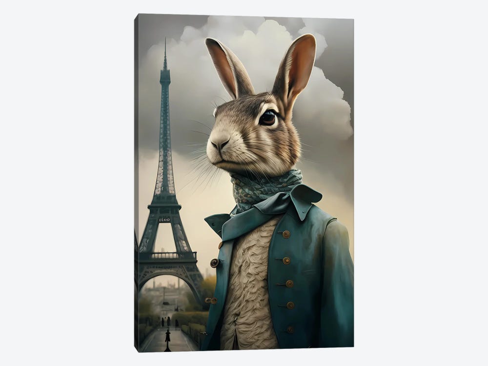 A Rabbit In Paris. by Ievgeniia Bidiuk 1-piece Canvas Artwork