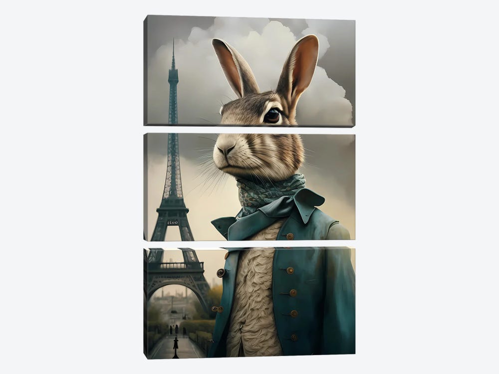 A Rabbit In Paris. by Ievgeniia Bidiuk 3-piece Canvas Artwork