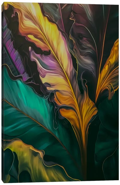 Abstraction Of Palm Leaves. Canvas Art Print - Ievgeniia Bidiuk