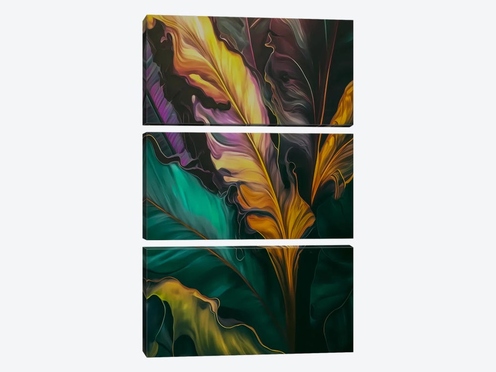 Abstraction Of Palm Leaves. by Ievgeniia Bidiuk 3-piece Art Print