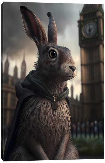 A Rabbit In London. Canvas Art Print - Ievgeniia Bidiuk