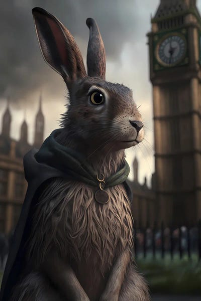 Ievgeniia Bidiuk: A Rabbit In London. by Ievgeniia Bidiuk