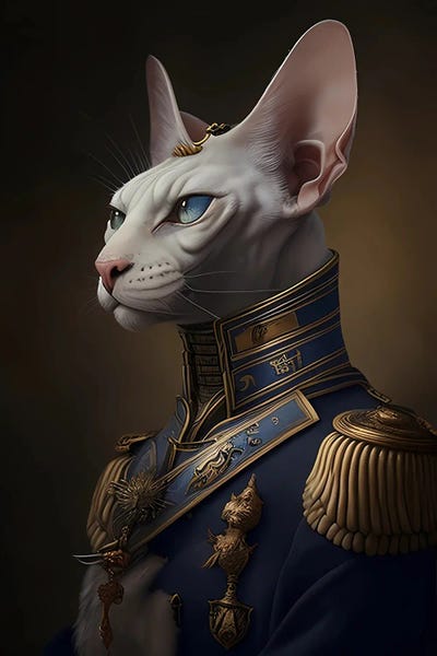 Hairless Cats: The Sphinx Cat In A General's Uniform. by Ievgeniia Bidiuk