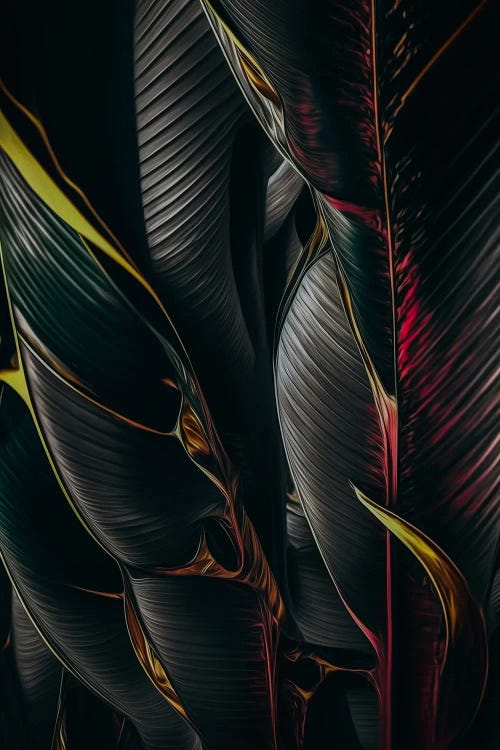 Black Tropical Foliage. by Ievgeniia Bidiuk wall art