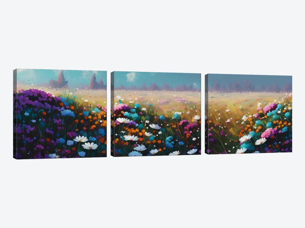 Wild Flowers. by Ievgeniia Bidiuk 3-piece Canvas Artwork