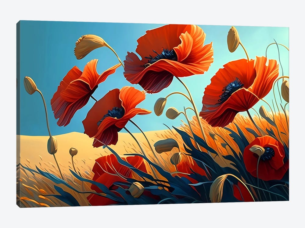 Poppies In Wheat. by Ievgeniia Bidiuk 1-piece Art Print