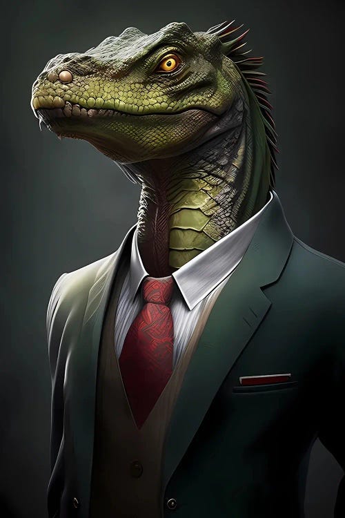 Portrait Of A Reptile In A Jacket.