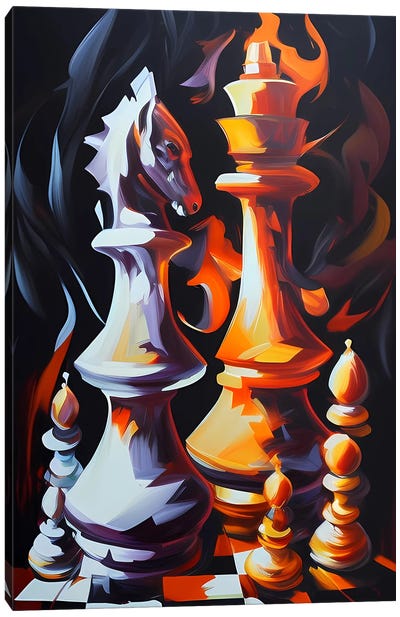 Abstract Of Chess Pieces. Canvas Art Print - Cards & Board Games