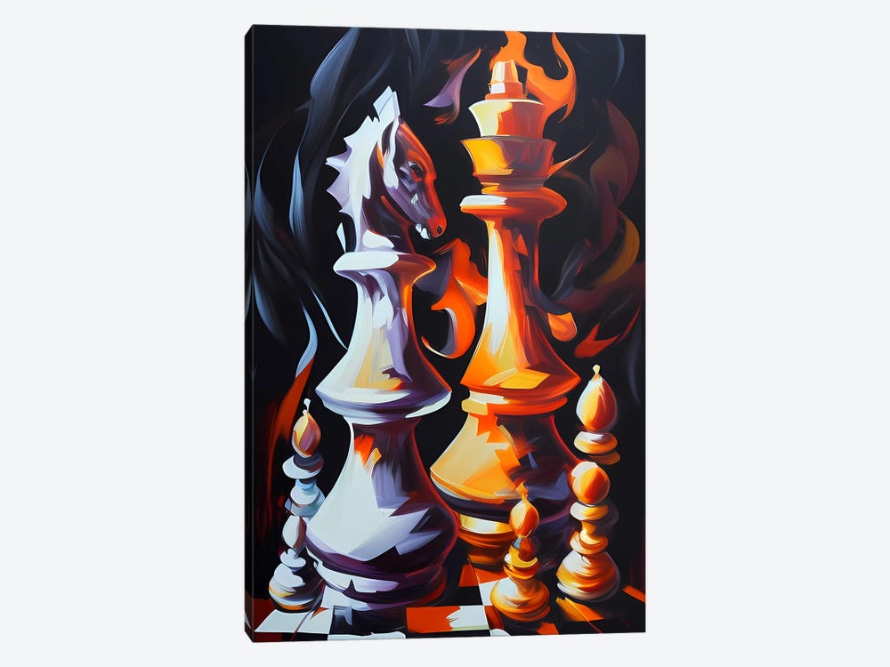 Abstract Of Chess Pieces. by Ievgeniia Bidiuk 1-piece Canvas Art