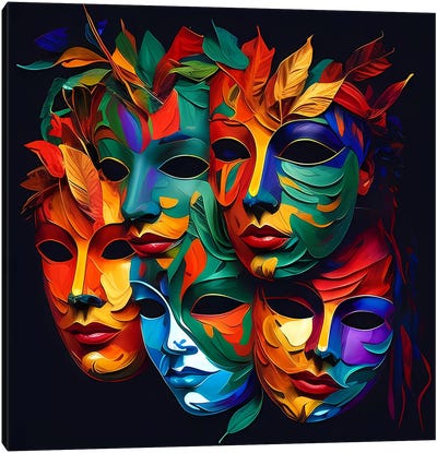 Abstraction Of Masks. Canvas Art Print - Costume Art