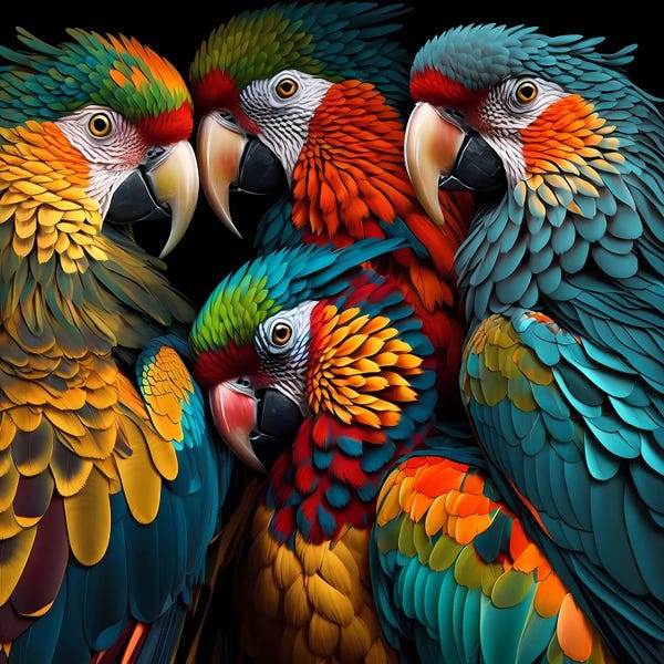Ievgeniia Bidiuk: The Ara Parrot Family. by Ievgeniia Bidiuk