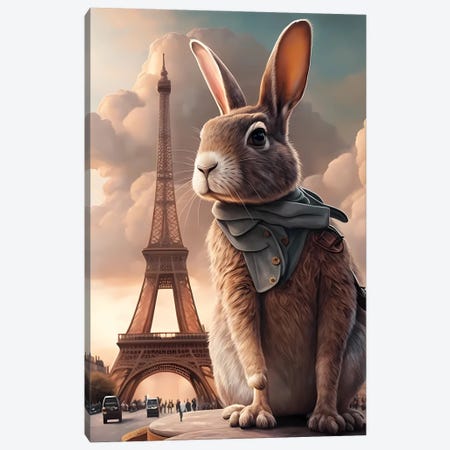 Hare In Paris. Canvas Print #IVG853} by Ievgeniia Bidiuk Art Print