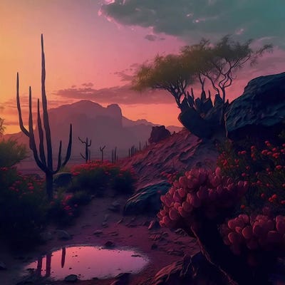 Purple Sunrise In The Texas Desert. by Ievgeniia Bidiuk acrylic art print