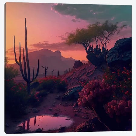 Purple Sunrise In The Texas Desert. Canvas Print #IVG858} by Ievgeniia Bidiuk Art Print