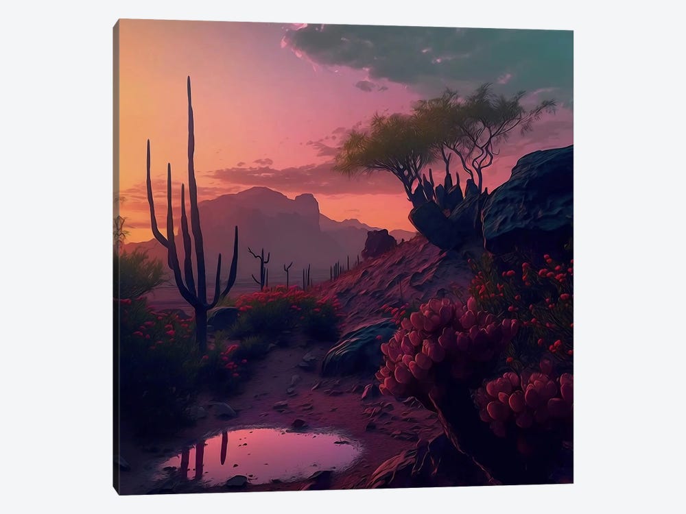 Purple Sunrise In The Texas Desert. by Ievgeniia Bidiuk 1-piece Canvas Wall Art