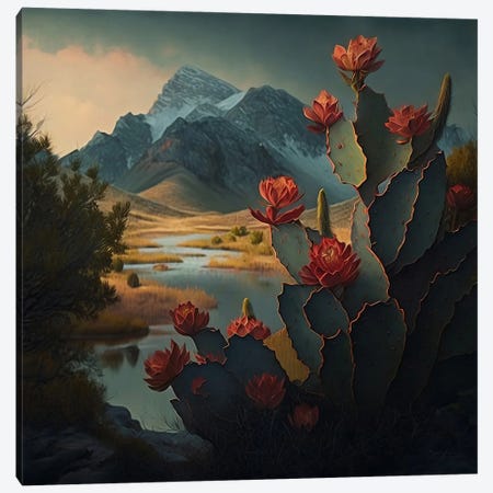 Blooming Mountain Cactus. Canvas Print #IVG862} by Ievgeniia Bidiuk Canvas Artwork
