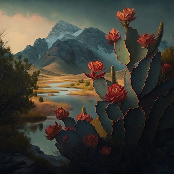 Succulents: Blooming Mountain Cactus. by Ievgeniia Bidiuk