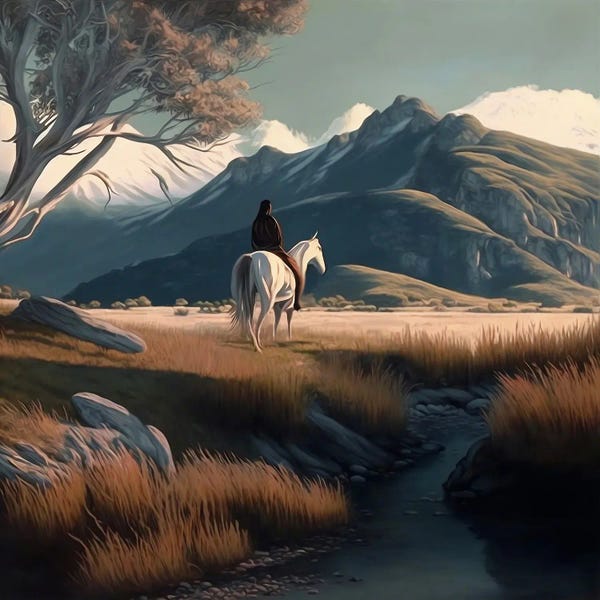 Horseback: Indian Warrior On A White Horse. by Ievgeniia Bidiuk