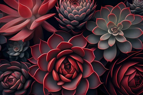 Succulents: Red Succulents. by Ievgeniia Bidiuk