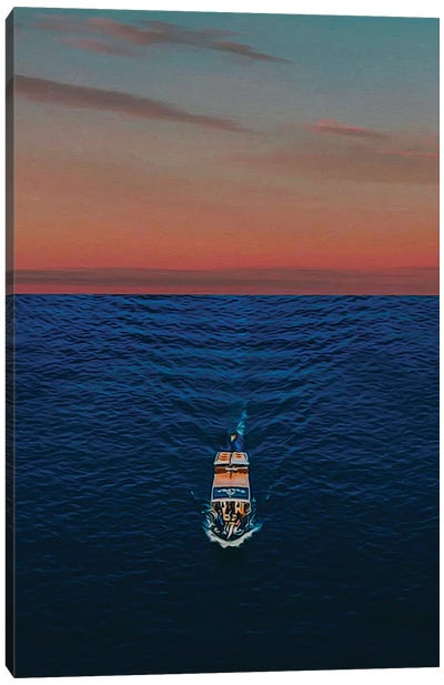 Yacht In The Open Ocean Canvas Art Print - Ievgeniia Bidiuk