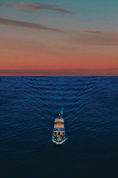 Yacht In The Open Ocean by Ievgeniia Bidiuk wall art