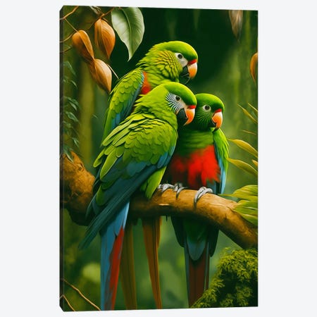 Three Parrots. Canvas Print #IVG872} by Ievgeniia Bidiuk Canvas Art Print