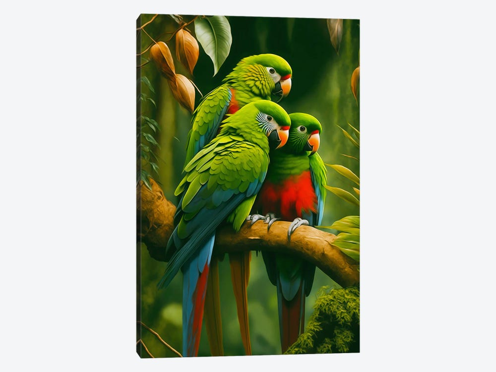Three Parrots. by Ievgeniia Bidiuk 1-piece Canvas Wall Art