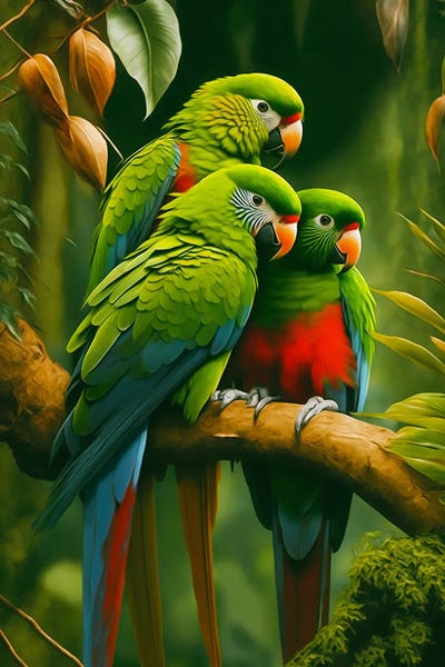 Ievgeniia Bidiuk: Three Parrots. by Ievgeniia Bidiuk