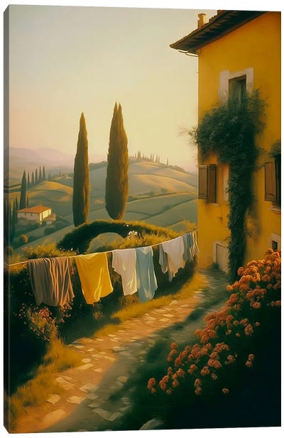 Sunny Day In Tuscany. Canvas Art Print - Cypress Tree Art