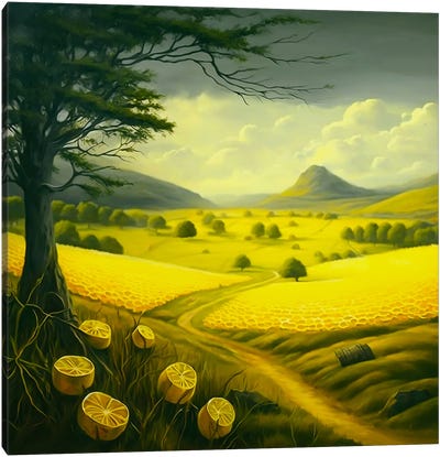 Fabulous Lemon Fields. Canvas Art Print - Ievgeniia Bidiuk