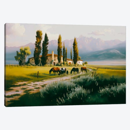 Pasture On A Tuscan Farmhouse. Canvas Print #IVG876} by Ievgeniia Bidiuk Canvas Artwork