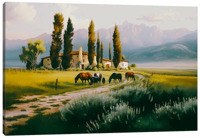 Pasture On A Tuscan Farmhouse. Canvas Art Print - Ievgeniia Bidiuk