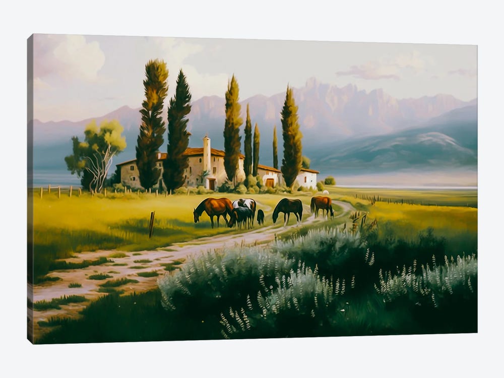 Pasture On A Tuscan Farmhouse. by Ievgeniia Bidiuk 1-piece Canvas Wall Art