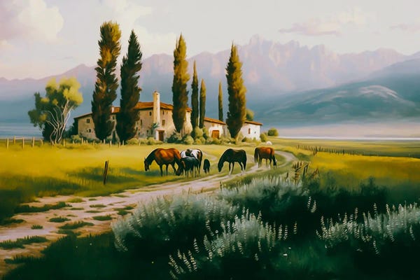 Cypress Trees: Pasture On A Tuscan Farmhouse. by Ievgeniia Bidiuk