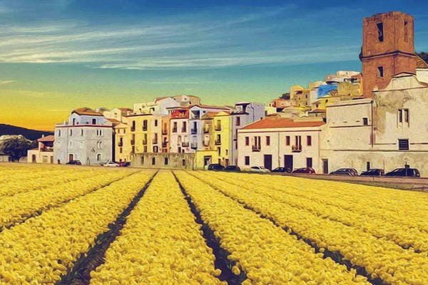 Ievgeniia Bidiuk: Field Of Yellow Tulips by Ievgeniia Bidiuk