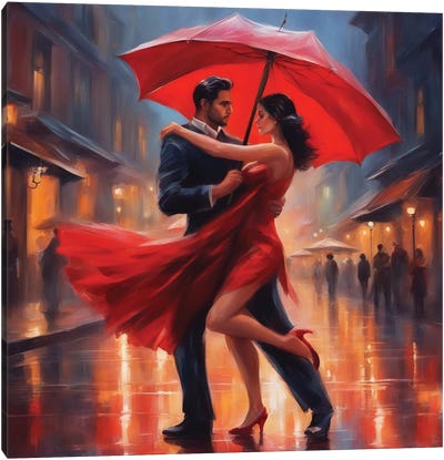 Argentine Tango Canvas Art Print - Red Art