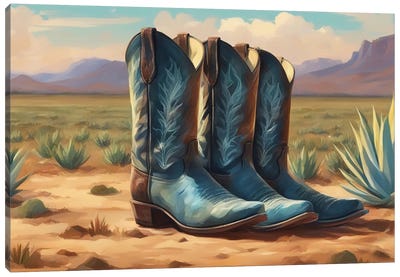 Three Are In Mexico Canvas Art Print - Boots