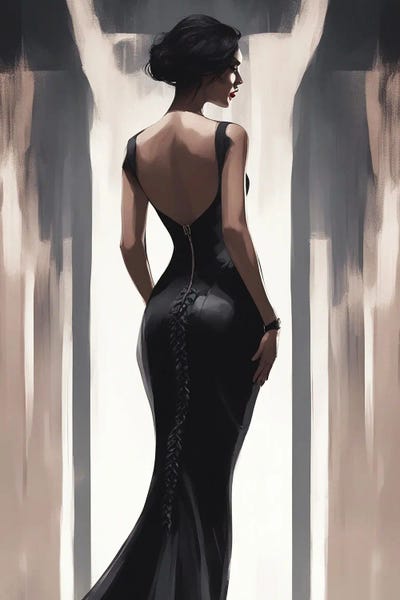 Glamour & Gleam: Woman In Black by Ievgeniia Bidiuk