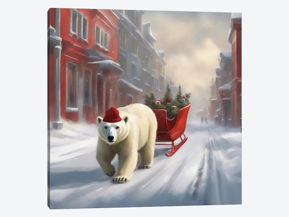 Christmas Bear by Ievgeniia Bidiuk 1-piece Canvas Art Print